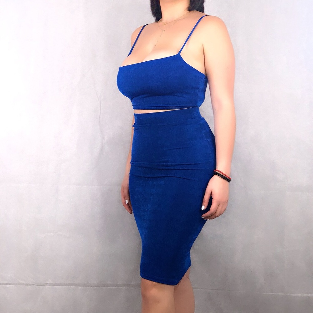 Royal blue skirt set